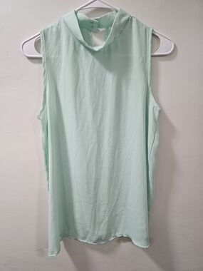 B Sharp Mint Green Sleeveless Mock Neck Blouse- Size M